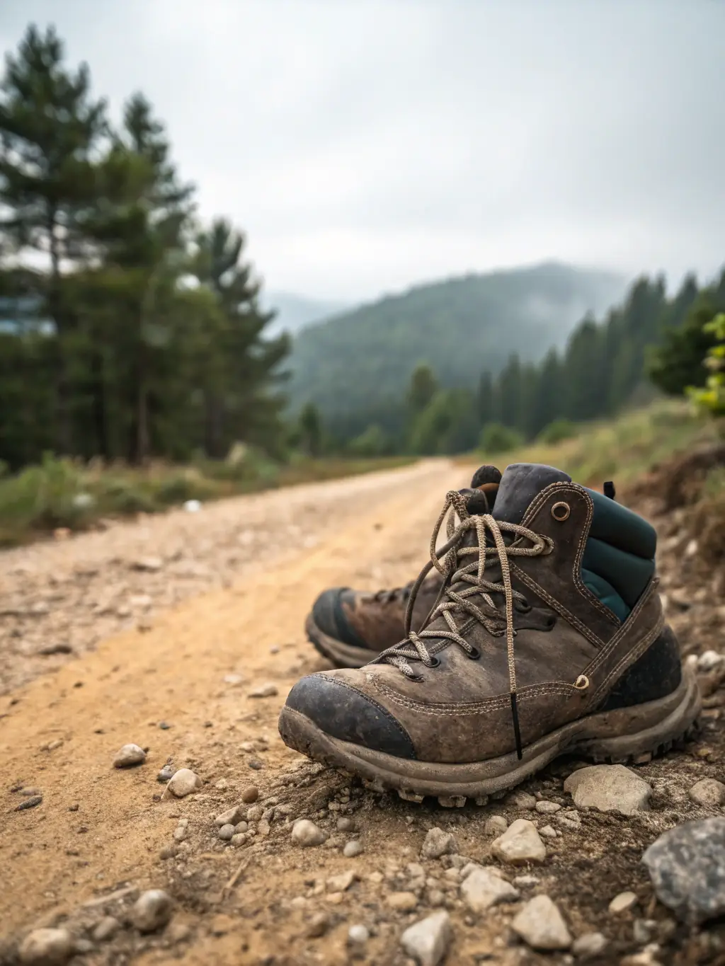 A photograph of a hiker wearing appropriate hiking boots and socks, traversing a rocky trail, highlighting the importance of proper footwear.